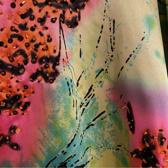 Camilla Tie Dye Silk Beaded Caftan Tunic - Picture 3 of 11